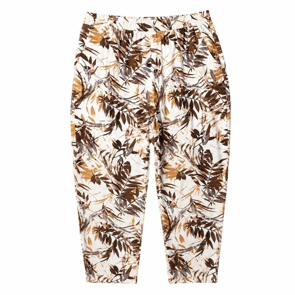 d&co Pants - D&CO BEACH Hawaiian Aloha Cropped Pull-On Pant Sz 2X Tropical All-Over Palm Leaf
